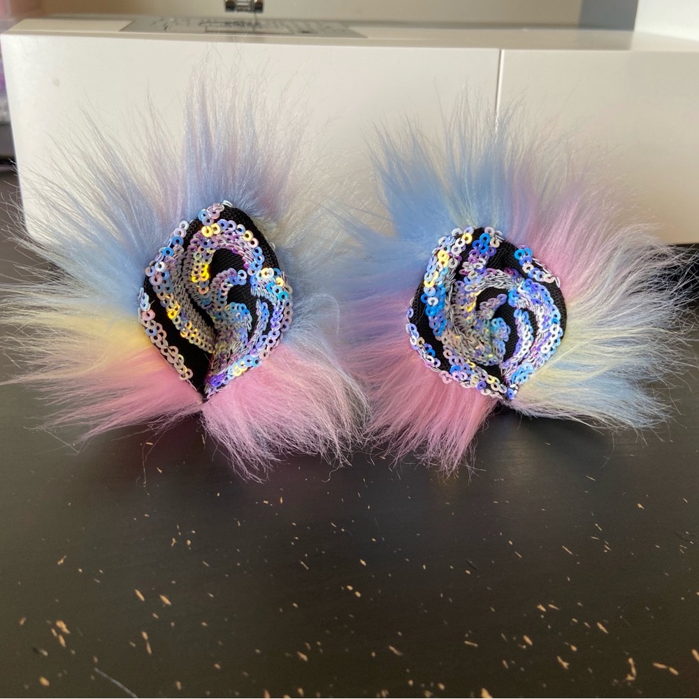 Made to order sequin clip on kitten ears